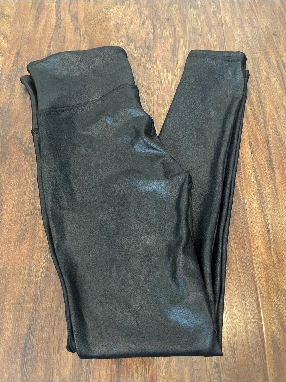 SPANX Faux Leather High Waist Slim Ankle Leggings – Black, Size Medium Petite